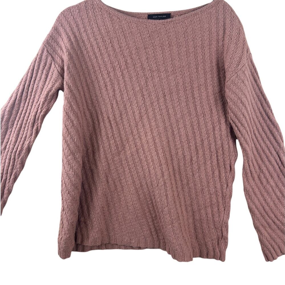 Ann Taylor Alpaca Wool Blend Knit Sweater Pink Boat Neck Women's Small - Picture 2 of 10